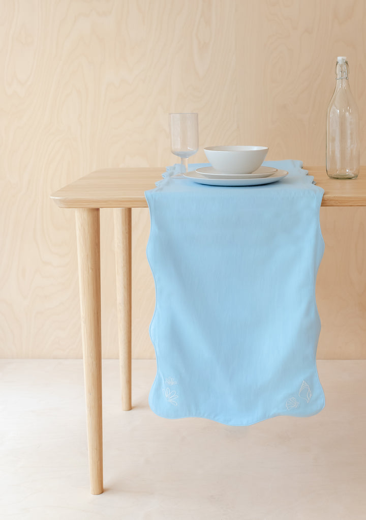 Cotton & Linen Table Runner in Blue