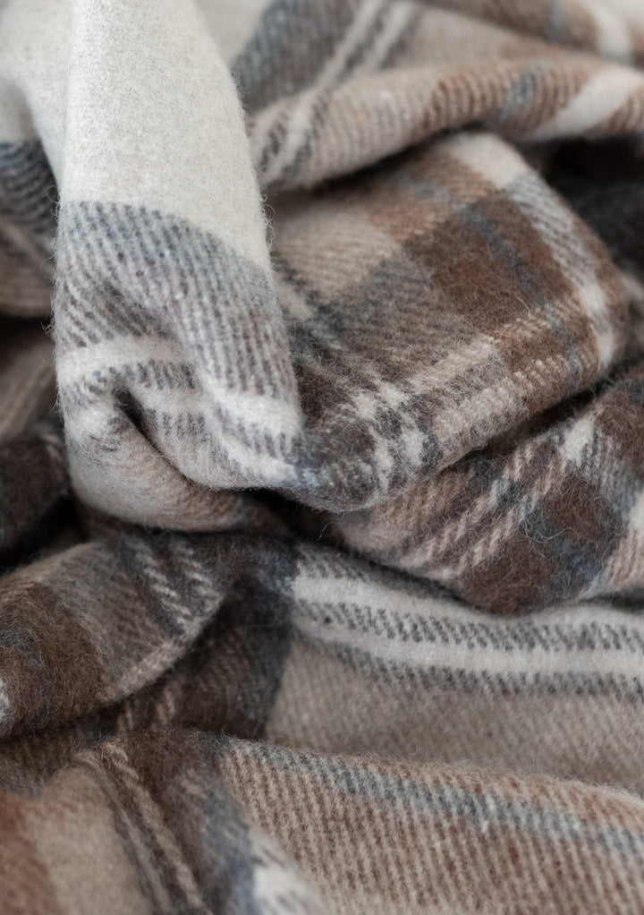 Recycled Wool Blanket in Stewart Natural Dress Tartan