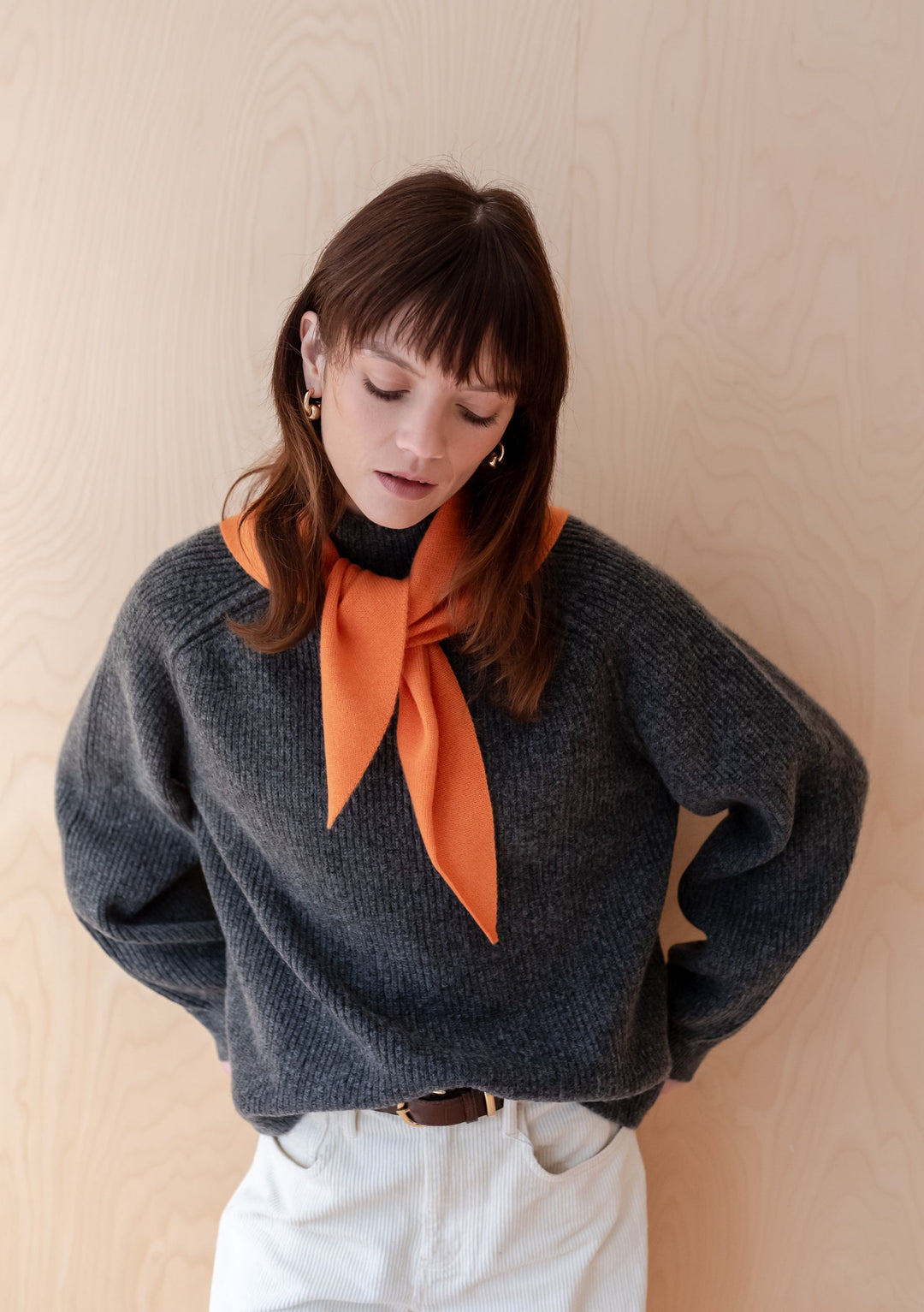 Pre-order Merino Triangle Scarf in Apricot