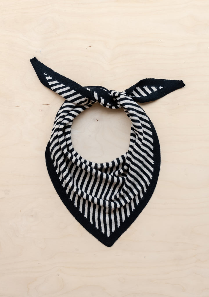 Merino Triangle Scarf in Black Stripe