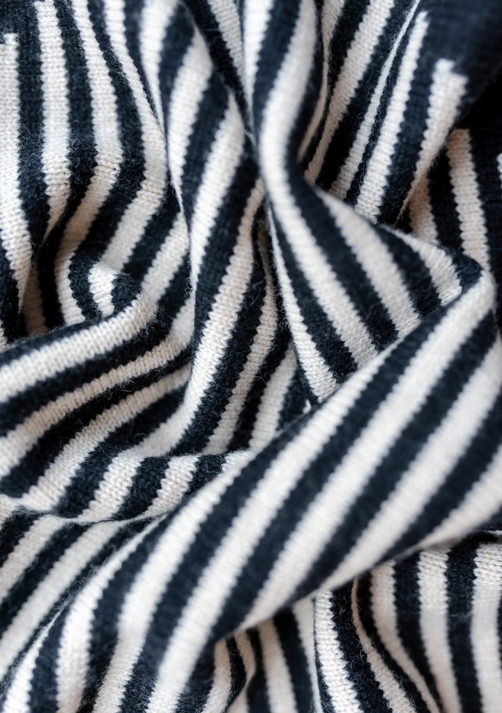 Pre-order Merino Triangle Scarf in Black Stripe