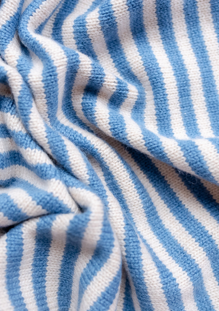 Merino Triangle Scarf in Blue Stripe