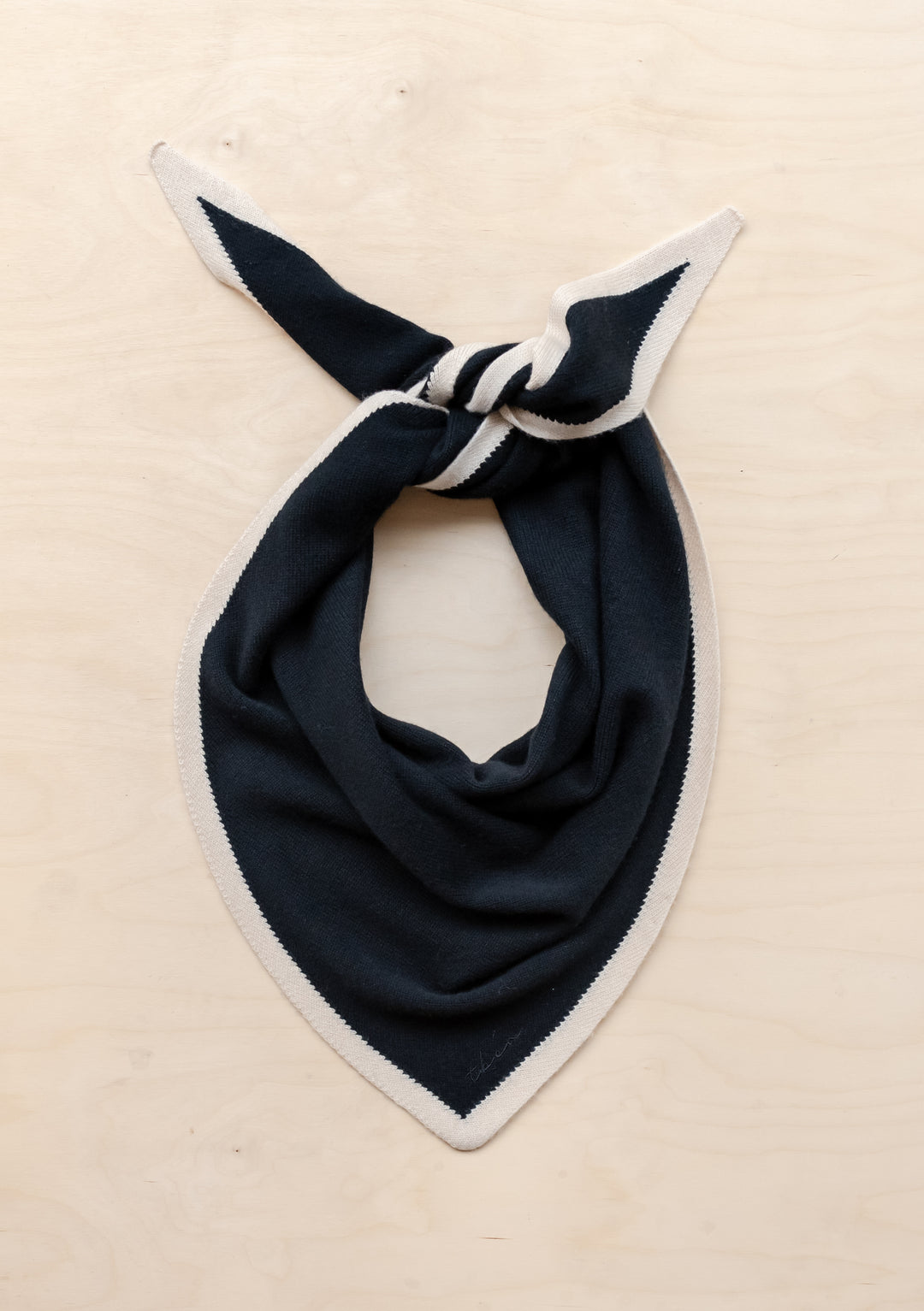 Large Merino Triangle Scarf in Black & Cream