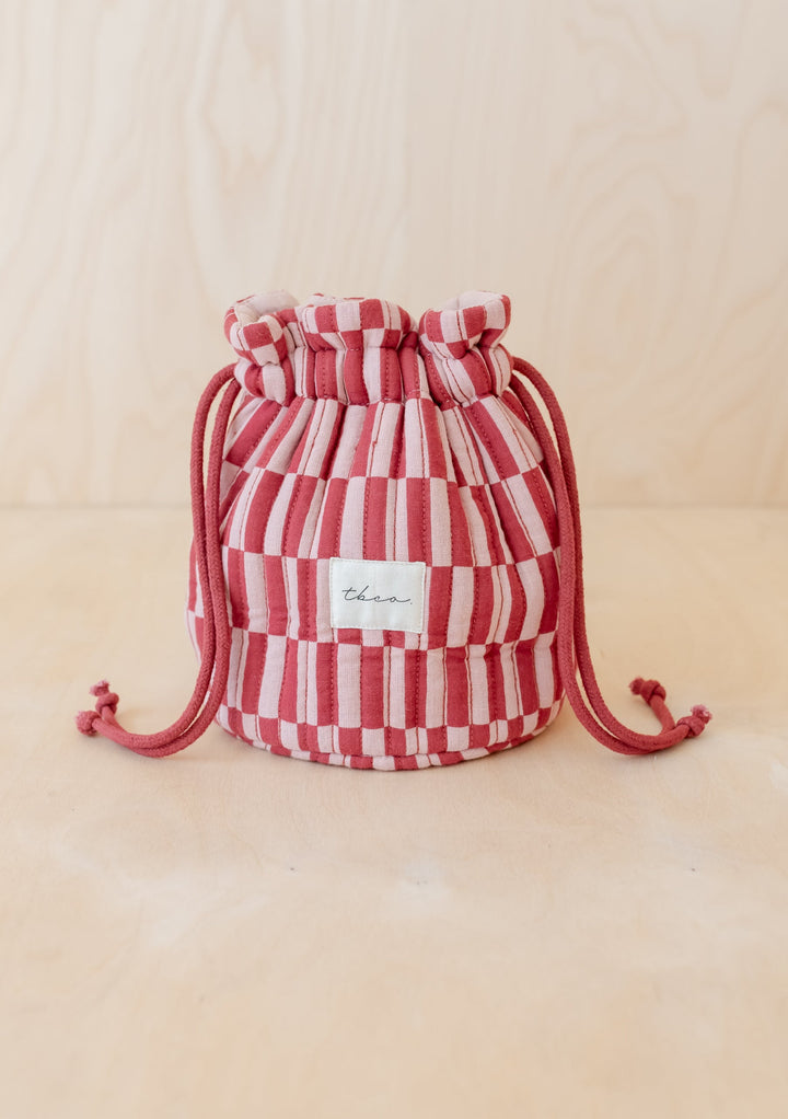 Sample Sale Cotton Wash Bag in Rose Checkerboard