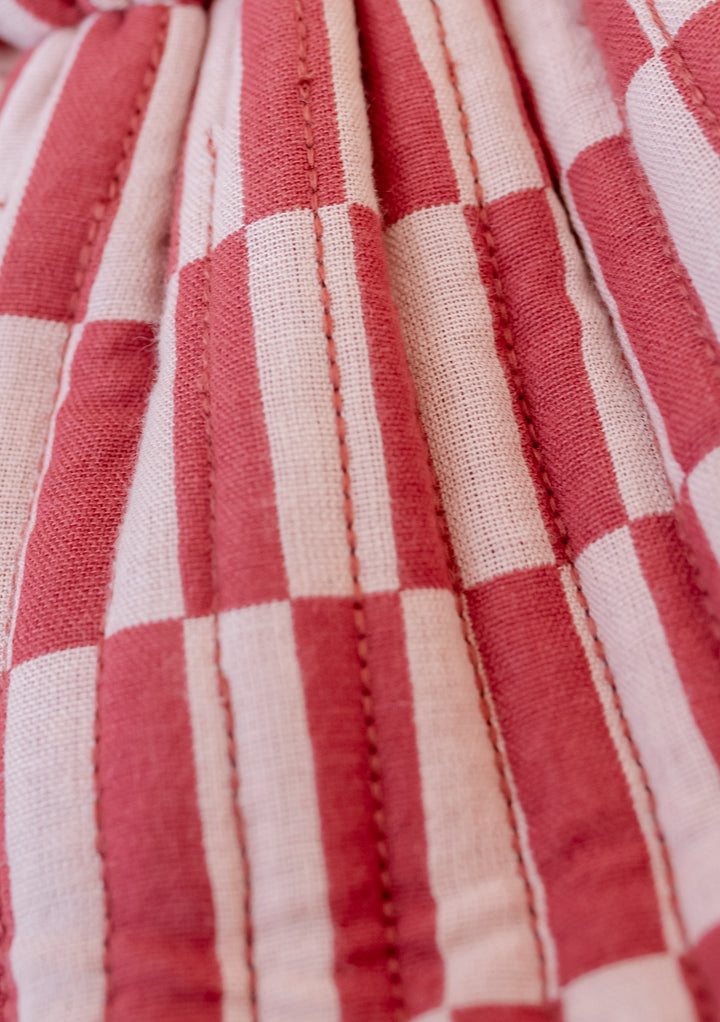 Cotton Wash Bag in Rose Checkerboard