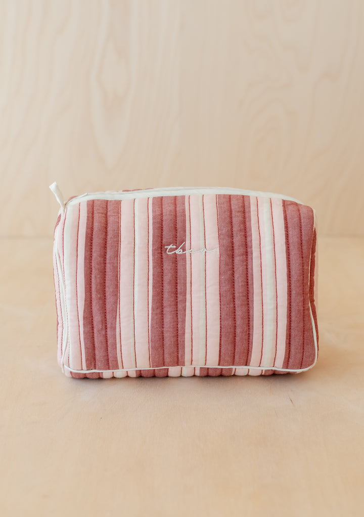 Cotton Wash Bag in Red Stripe