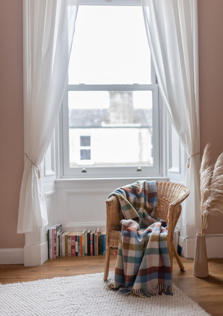 Sample Sale Recycled Wool Blanket in Rainbow Herringbone Check