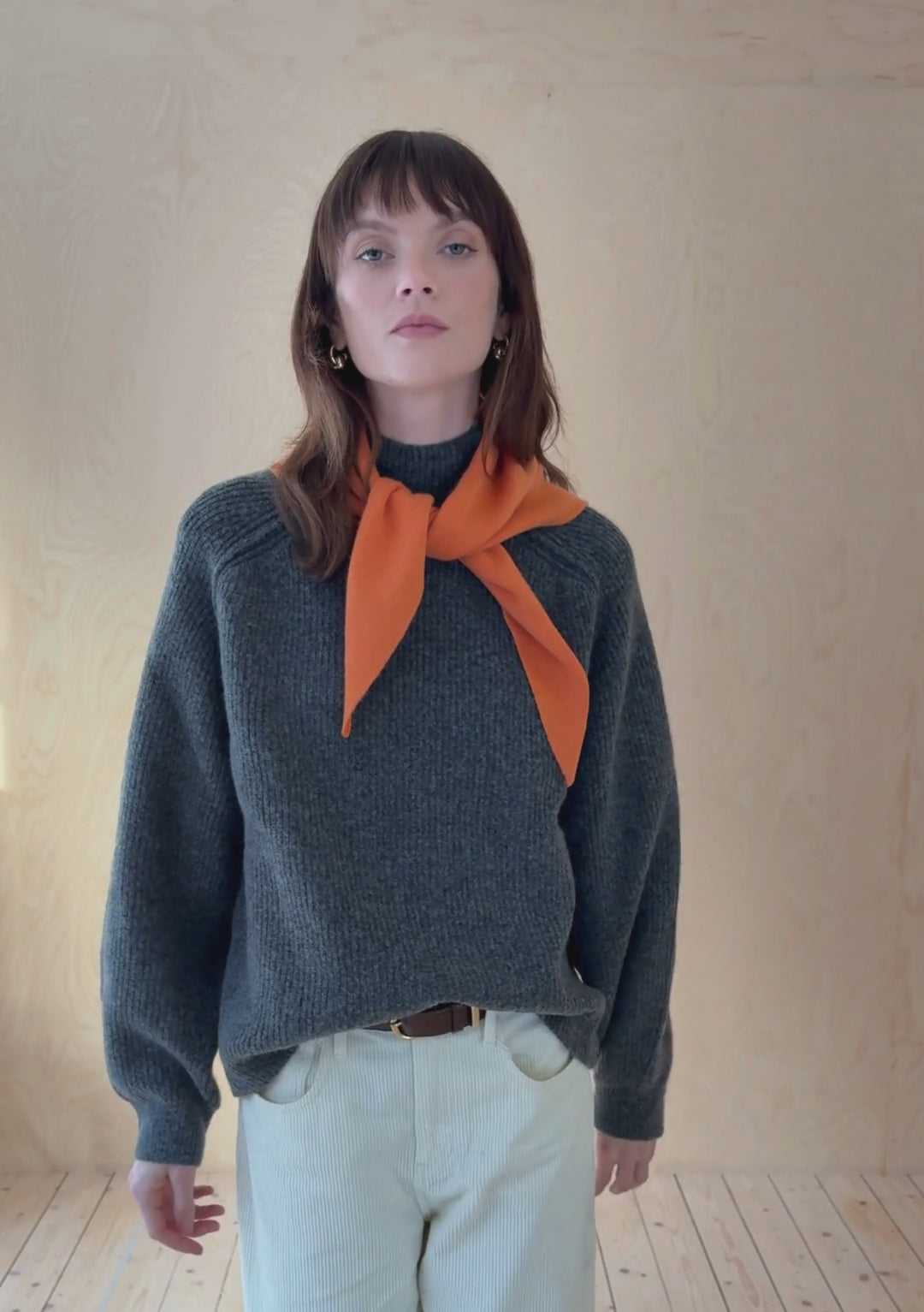 Pre-order Merino Triangle Scarf in Apricot