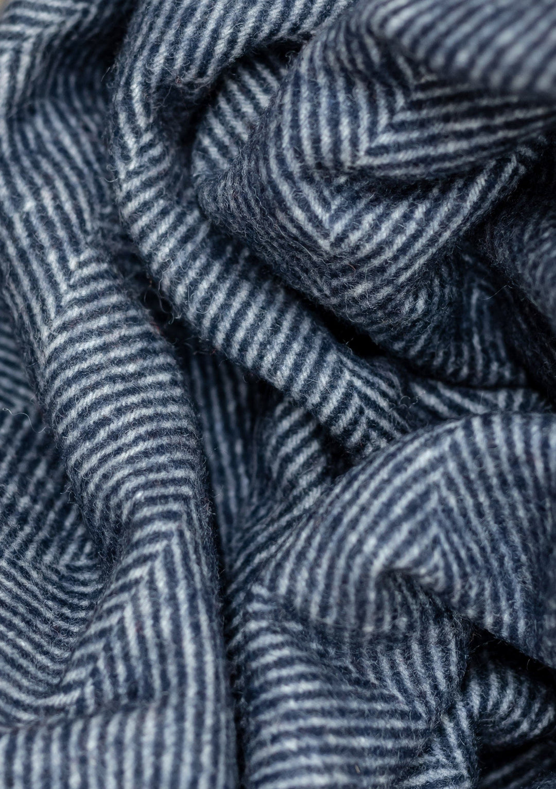 Sample Sale Recycled Wool Small Blanket in Navy Herringbone